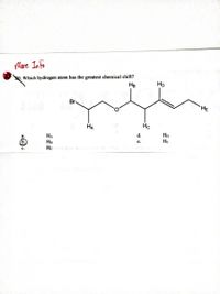 Miare In fo
S0. Which hydrogen atom has the greatest chemical shift?
HB
HD
Br-
HE
НА
Hc
d.
Hp
HA
HB
Hc
a.
HE
е.
b.
