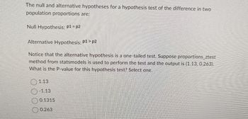 Answered: The Null And Alternative Hypotheses For… | Bartleby