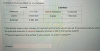 Examine the balance sheet for a bank below:
Assets
Liabilities
Reserves
600 000
Demand Deposits
5 230 000
Loans
2 000 000
Capital
1 250 000
Buildings
3 880 000
If the desired reserve ratio changes to 5 percent and the bank were to loan out those excess reserves, what is
the potential expansion in demand deposits (increase in MS) in the banking system?
***You just need to put the number in your answer, no units or commas***
Answer:
