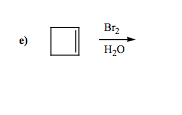 The image shows a chemical reaction setup. In this setup:

- There is a box on the left representing an unspecified chemical compound.
- An arrow points to the right, indicating the direction of the chemical reaction.
- Above the arrow, "Br₂" is written, representing bromine as a reactant.
- Below the arrow, "H₂O" is written, denoting water as a solvent or additional reactant.

This diagram likely depicts a halogenation or similar reaction in an aqueous environment, where the unspecified compound reacts with bromine in water.