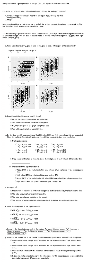 Answered: Is High School GPA A Good Predictor Of… | Bartleby