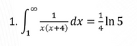 dx = In 5
1
1.
x(х+4)
1
4
8.
