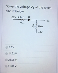 Answered: Solve The Voltage V1 Of The Given… | Bartleby