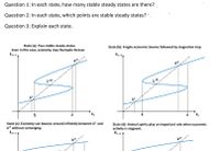 Question 1: In each state, how many stable steady states are there?.
Question 2: In each state, which points are stable steady states? :
Question 3: Explain each state.
State (a): Two stable steady-states
State (b): Fragile economic booms followed by stagnation trap
Even in this case, economy may fluctuate forever.
kM
k
ke
k
k
State (c): Economy can bounce around infinitely between k' and
k" without converging.
State (d): Animal spirits play an important role when economic
activity is stagnant.
K+14
k+14
