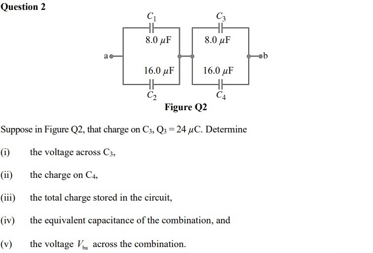 Answered: Question 2 C1 C3 8.0 µF 8.0 µF 16.0 μF… | bartleby