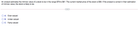An analyst estimates the intrinsic value of a stock to be in the range $79 to $61. The current market price of the stock is $58. If the analyst is correct in their estimation
of intrinsic value, the stock is likely to be:
O A. Over-valued
O B. Under-valued
OC. Fairly-valued
