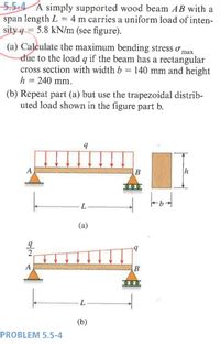 Answered: 5.5-4 A Simply Supported Wood Beam AB… | Bartleby