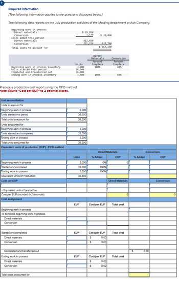 Answered: Prepare a production cost report using… | bartleby