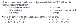 Answered: Given an element with an electron… | bartleby