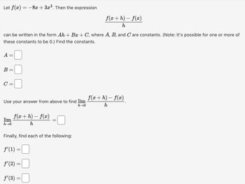 Answered: Let F(x) = -8x + 3x2. Then The… | Bartleby