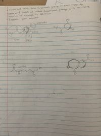 'Circle and label these funcrional group in each molecule
Derermine which of these functional
reactive to nucleophilic add irion
Explain your answer.
will
be more
groups,
aldehydes
arene
och)
OCH
Ester
Cther
amine
