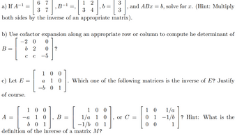 Answered b Use cofactor expansion along an bartleby