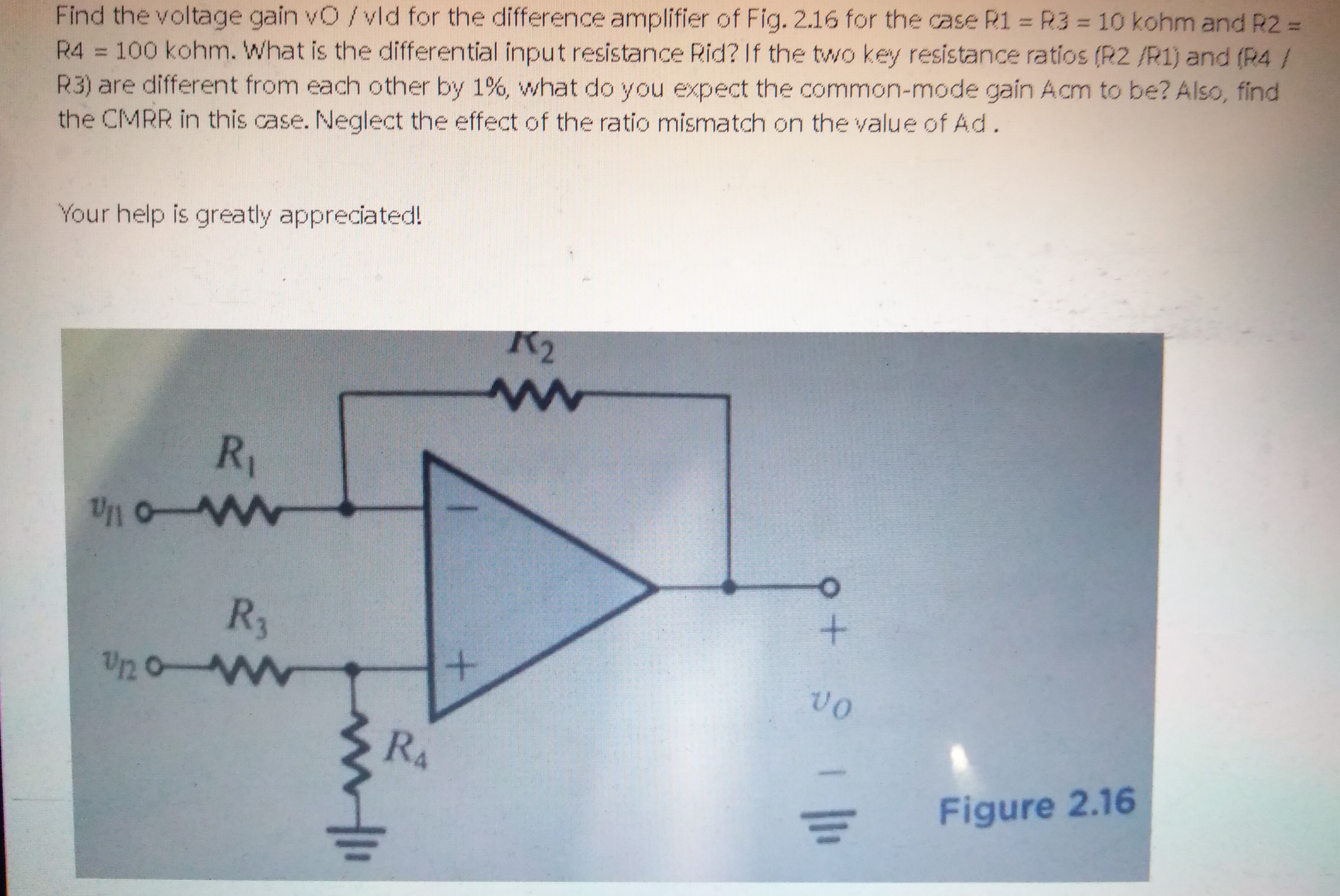 Answered: Find The Voltage Gain VO/vld For The… | Bartleby