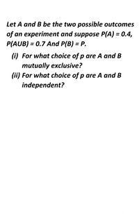 Answered: Let A And B Be The Two Possible… | Bartleby