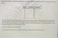 The actual number of patients at Providence Emergency Medical Clinic for the first six weeks of this year
follows:
Week
Actual No. of Patients
85
89
96
80
86
93
Clinic administrator Dana Schniederjans wants you to forecast patient numbers at the clinic for week 7 by
using this data. You decide to use a weighted moving average method to find this forecast. Your method
uses four actual demand levels, with weights of 0.333 on the present period, 0.250 one period ago, 0.250
two periods ago, and 0.167 three periods ago.
a) What is the value of your forecast?
The value of the forecast is patients (round your response to two decimal places).
-23 456
