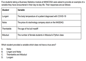 Answered: Five Students Taking A Business… | Bartleby