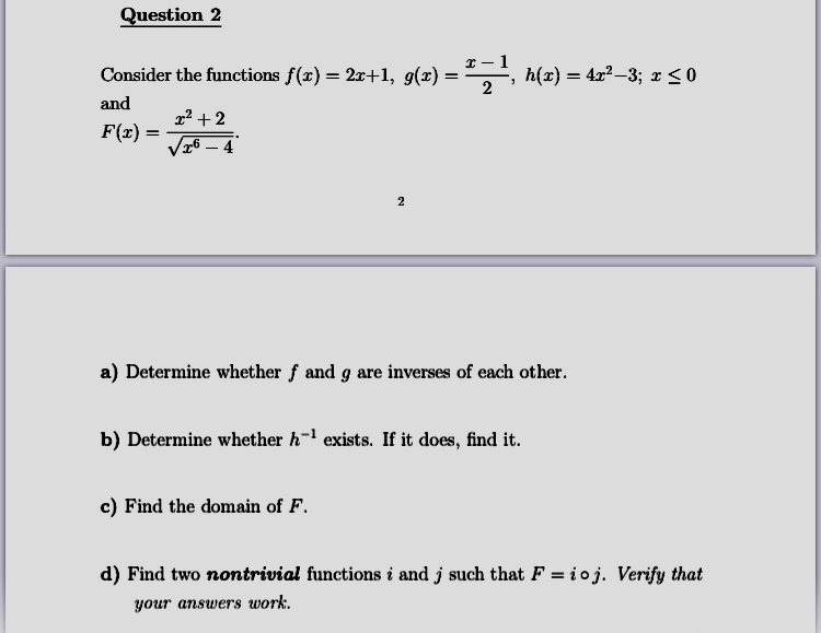 Answered Consider The Functions F X 2x 1 Bartleby