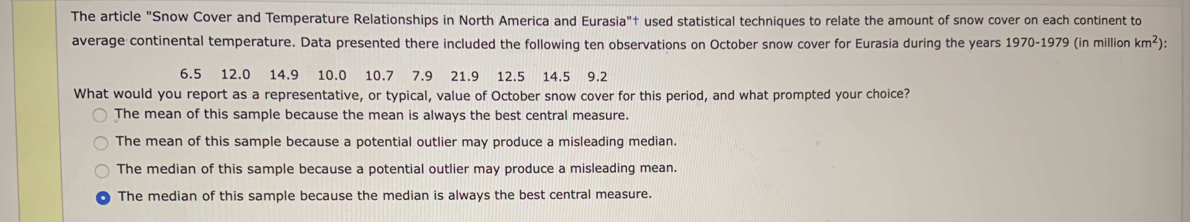 Answered: The Article "Snow Cover And Temperature… | Bartleby