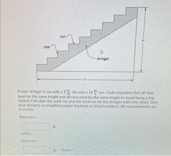 Answered: rise- inches. Total run- run- A/ A… | bartleby