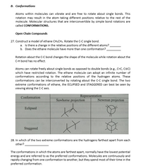 Answered: B. Conformations Atoms Within Molecules… | Bartleby