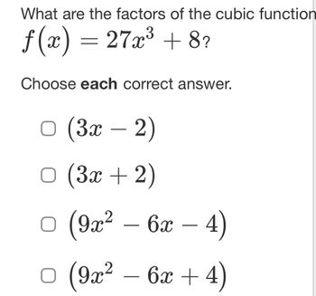 Answered: What are the factors of the cubic… | bartleby