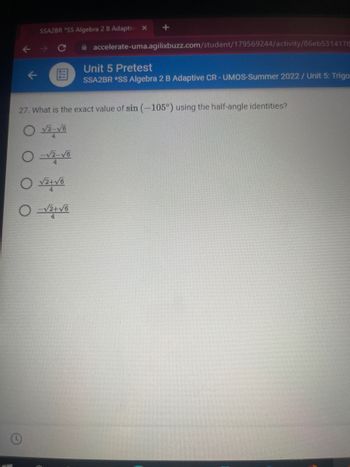 Answered: SSA2BR SS Algebra 2 B Adaptive X -√2-√6… | Bartleby