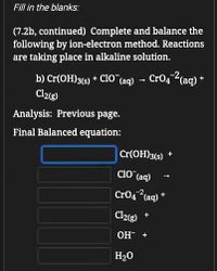 Answered 7.2b continued Complete and balance bartleby