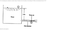 A 10 in discharge pipe is attached to a certain storage. The head loss from the surface to the discharge is 8 ft.What is the discharge flow rate in ft 3/s?
15 ft
Water jet
Water
8-in diameter
Select the correct response:
