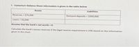 5. Comerica's Balance Sheet information is given in the table below
Assets
Liabilities
Reserves = $75,000
Demand deposits = $300,000
Loans = 50,000
Assume that the bank's net worth 0.
Calculate the bank's excess reserves if the legal reserve requirement is 259% based on the information
given in the chart.
