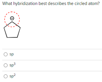 What hybridization best describes the circled atom?
O sp
O sp³
O sp²