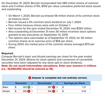 Answered: On December 31, 2023, Berclair… | bartleby