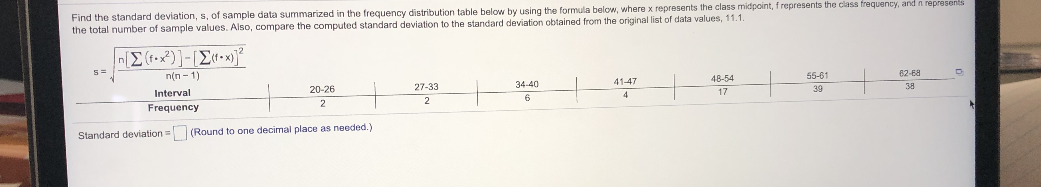 Answered Find The Standard Deviation S Of Bartleby 3054