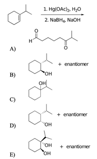 2-methylbut-2-enylcyclopropane reaction with hg 2025 oac 2 h20 nabh4