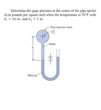 Answered: Determine The Gage Pressure At The… | Bartleby