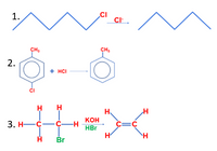 1.
CI-
CH,
CH3
+ HCI
ČI
H,
КОН
3. Н—с—с—н
c=C
HBr
H
Br
2.
