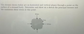 Answered: The Stresses Shown Below Act On… | Bartleby