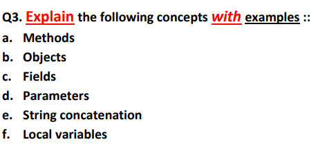 Answered: Q3. Explain The Following Concepts With… | Bartleby