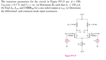 Answered: The Transistor Parameters For The… | Bartleby