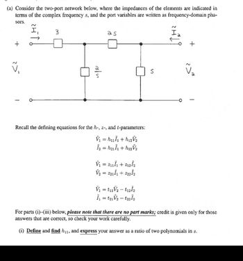 Answered: (a) Consider The Two-port Network… | Bartleby