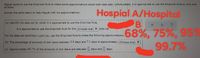 Miguel wants to use the Empirical Rule to make some approximations about both data sets. Unfortunately, it is appropriate to use the Empirical Rule on anly one
of themi
Hospial A/Hospital
B.
-68%, 75%, 955%
99.7%
Answer the parts below to help Miguel with his approximations.
(a) identify the data set for which it is appropriate to use the Empirical Rule.
It is appropriate to use the Empirical Rule for the (Choose one) data set.
For the data set identified in part (a), use the Empirical Rule to make the following approximations.
(b) The percentage of amounts of sick leave between 3.9 days and 7.1 days is approximately (Choose one) ▼
(c) Approximately 99.7% of the amounts of sick leave are between days and days.
