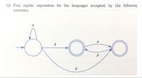 12. Find regular expressions for the languages accepted by the following
automata.
a
a
