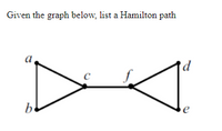 Given the graph below, list a Hamilton path
a
'd
be
e
