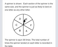 Answered: The spinner is spun 36 times. The total… | bartleby