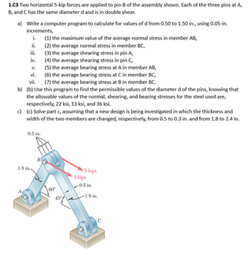 Answered: 1.C3 Two Horizontal 5-kip Forces Are… | Bartleby