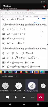 Answered Solve The Following Quadratic Bartleby