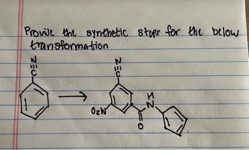 Provide the synthetic steps for the below
transformation
N
ZEU.
C
→
OzN
N
0
M
N.