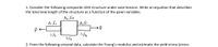 1. Consider the following composite LEHI structure under axial tension. Write an equation that describes
the total new length of the structure as a function of the given variables.
Ae, Ea
A,,E,
L/3
/3
2. From the following uniaxial data, calculate the Young's modulus and estimate the yield stress (stress
