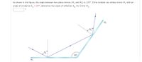 As shown in the figure, the angle between two plane mirrors (M, and M,) is 125°. If the incident ray strikes mirror M, with an
angle of incidence 0, = 67°, determine the angle of reflection 0,, for mirror M,.
M2
125°
M1
