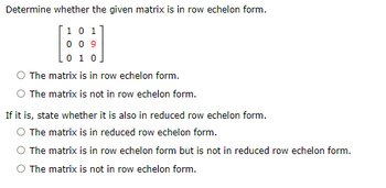 Answered Determine whether the given matrix is bartleby