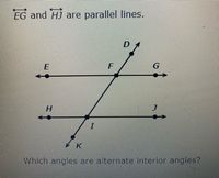 Answered: EG and HJ are parallel lines. H. K… | bartleby